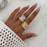 Thumbnail for Stylish Rhinestone Inlaid Chunky Textured Square Ring - ArtGalleryZen