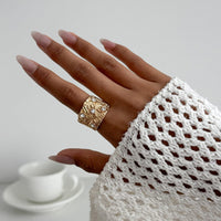 Thumbnail for Stylish Rhinestone Inlaid Chunky Textured Square Ring - ArtGalleryZen