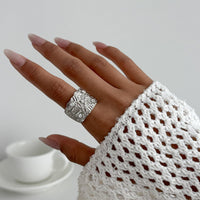 Thumbnail for Stylish Rhinestone Inlaid Chunky Textured Square Ring - ArtGalleryZen