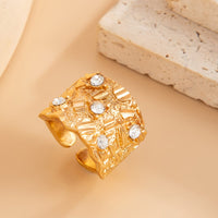 Thumbnail for Stylish Rhinestone Inlaid Chunky Textured Square Ring - ArtGalleryZen