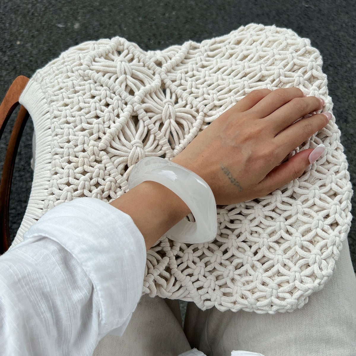 Stylish Square Resin Bangle Bracelet - ArtGalleryZen