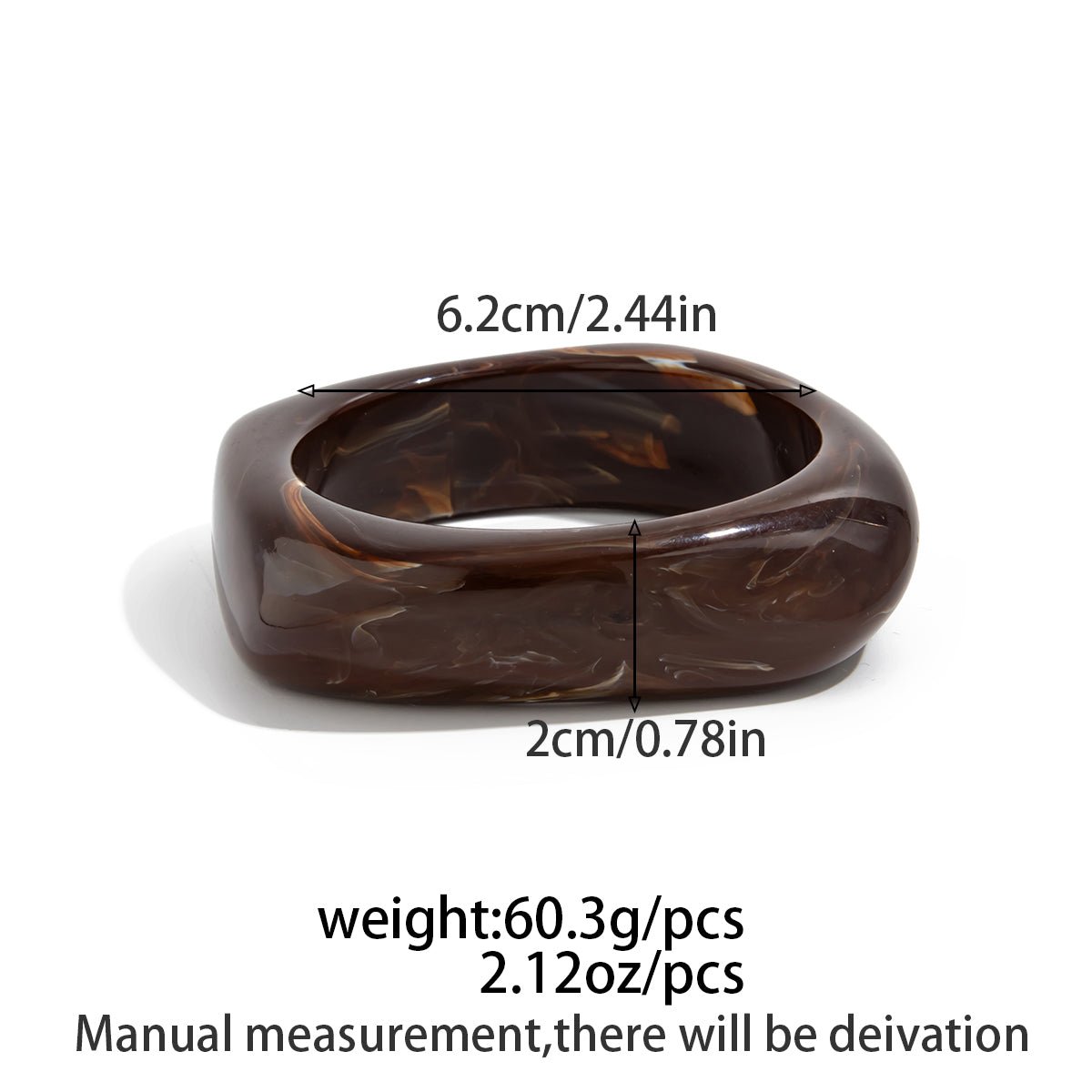 Stylish Square Resin Bangle Bracelet - ArtGalleryZen