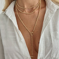 Thumbnail for Stylish Toggle Clasp Beaded Long Chain Necklace - ArtGalleryZen