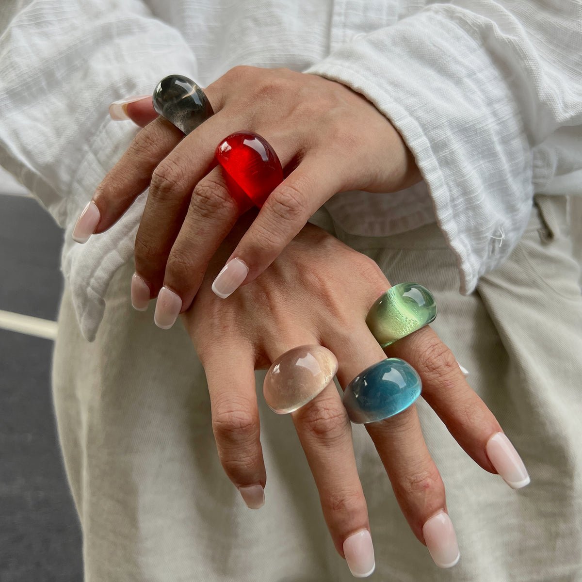 Stylish Transparent Colorful Resin Ring - ArtGalleryZen