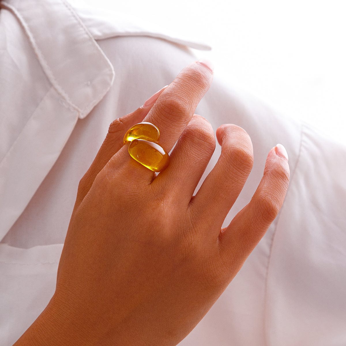 Stylish Transparent Colorful Waterdrop Resin Ring - ArtGalleryZen