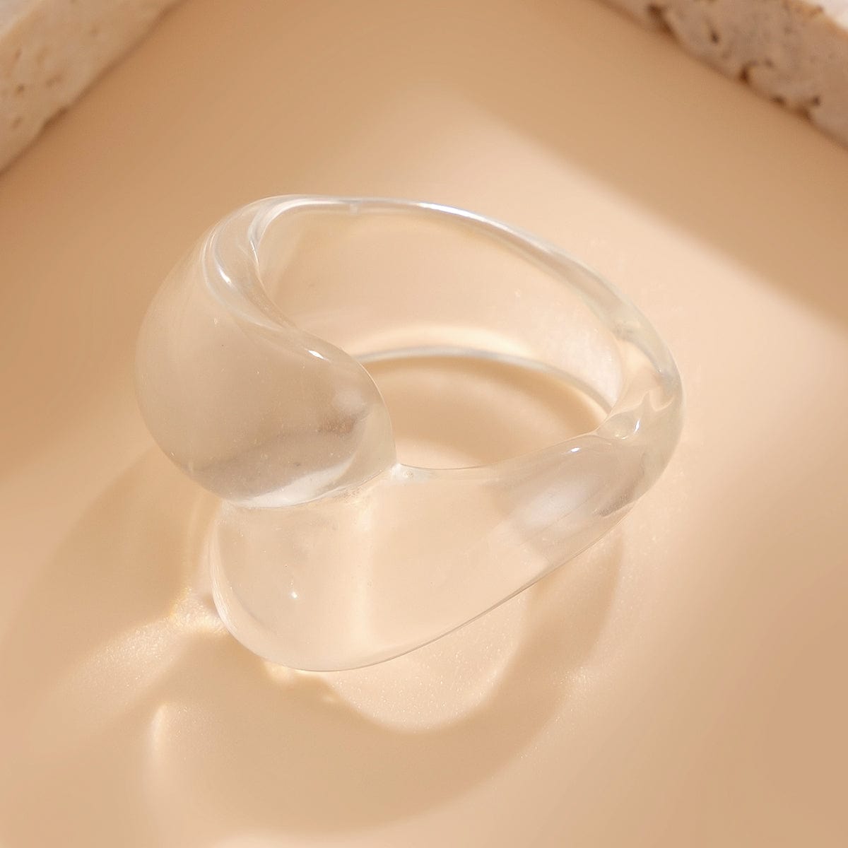 Stylish Transparent Colorful Waterdrop Resin Ring