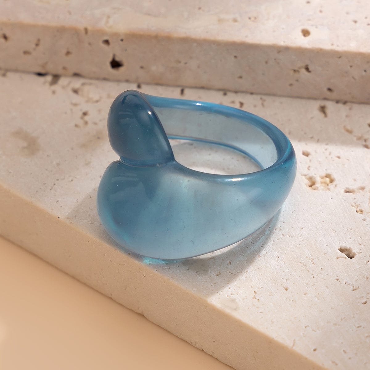 Stylish Transparent Colorful Waterdrop Resin Ring