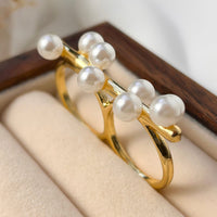Thumbnail for Stylish Twisted Hat Pearl Double Finger Ring Set