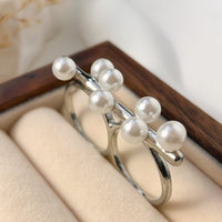 Thumbnail for Stylish Twisted Hat Pearl Double Finger Ring Set