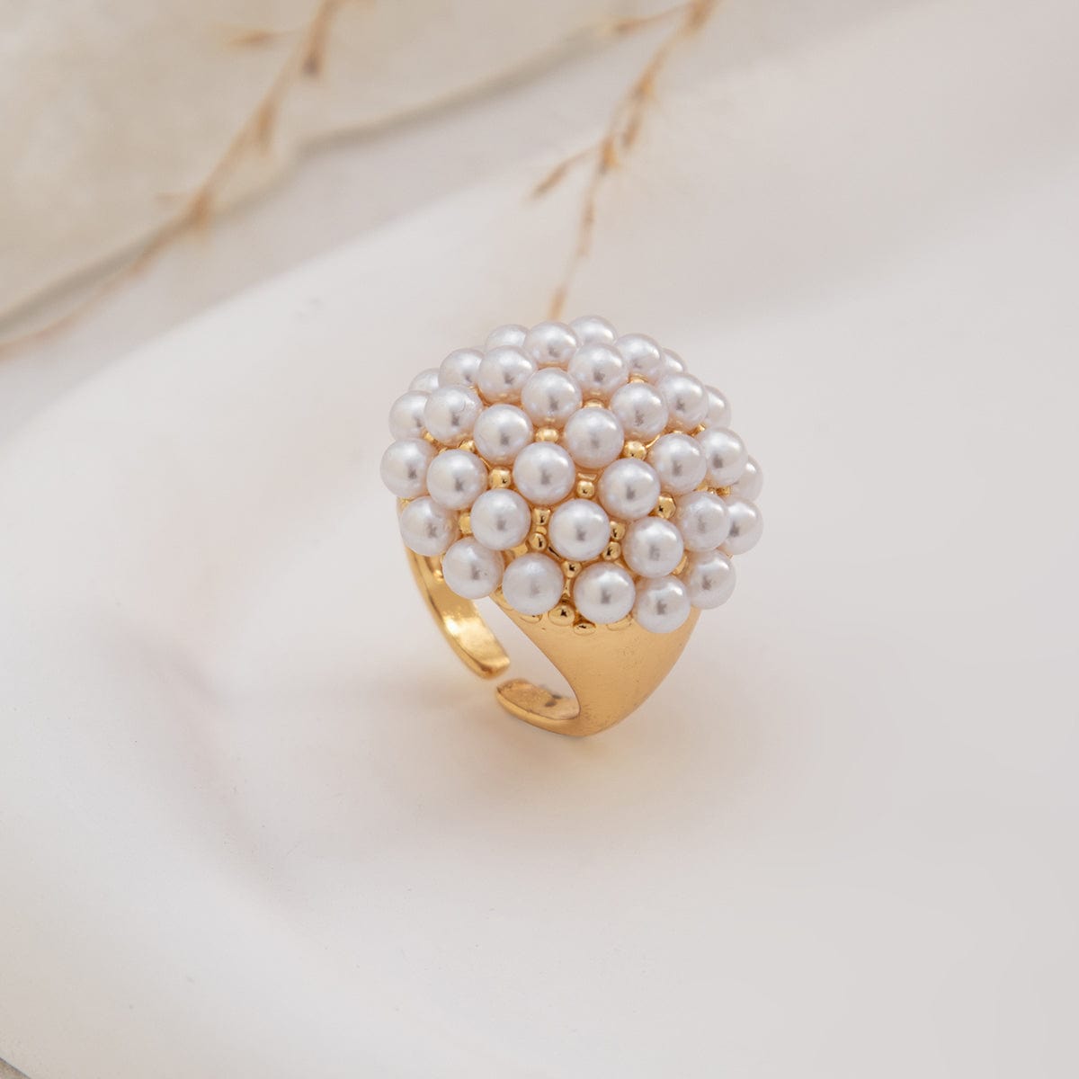 Stylish Twisted Hat Pearl Double Finger Ring Set