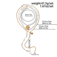 Thumbnail for Summer Beach Style Layered Conch Cross Pendant Pearl Chain Y Necklace Set - ArtGalleryZen