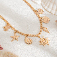 Thumbnail for Summer Beach Style Sun Starfish Ice Cream Pendant Necklace - ArtGalleryZen