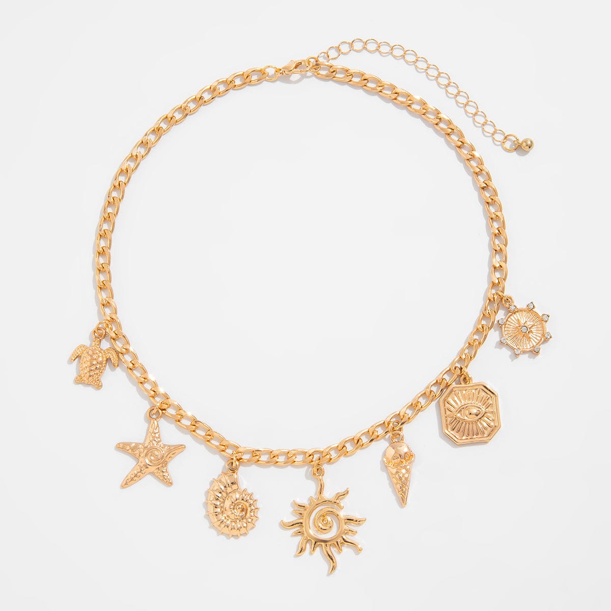 Summer Beach Style Sun Starfish Ice Cream Pendant Necklace - ArtGalleryZen