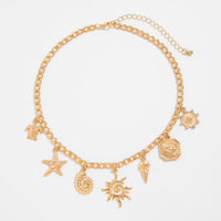 Thumbnail for Summer Beach Style Sun Starfish Ice Cream Pendant Necklace - ArtGalleryZen