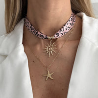 Thumbnail for Sun Starfish Pendant Leopard Print Satin Necklace Set 2 Pcs Boho - ArtGalleryZen