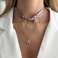 Thumbnail for Sun Starfish Pendant Leopard Print Satin Necklace Set 2 Pcs Boho - ArtGalleryZen