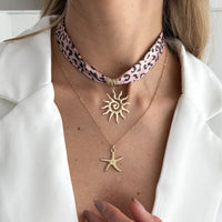 Thumbnail for Sun Starfish Pendant Leopard Print Satin Necklace Set 2 Pcs Boho - ArtGalleryZen