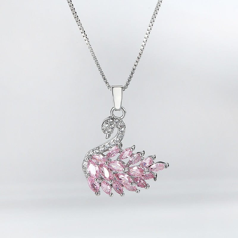 Swarovski Colorful Crystal Swan Pendant Necklace - ArtGalleryZen