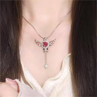 Thumbnail for Swarovski Crystal Pink Heart Magic Wand Necklace - ArtGalleryZen