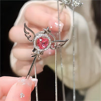 Thumbnail for Swarovski Crystal Pink Heart Magic Wand Necklace - ArtGalleryZen