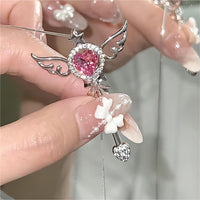 Thumbnail for Swarovski Crystal Pink Heart Magic Wand Necklace - ArtGalleryZen