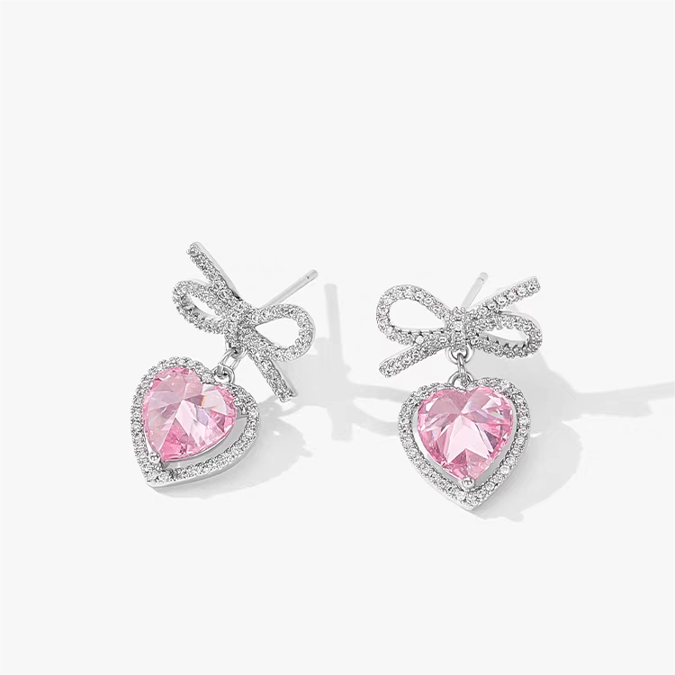 Swarovski Crystal Ribbon Heart Earrings - ArtGalleryZen