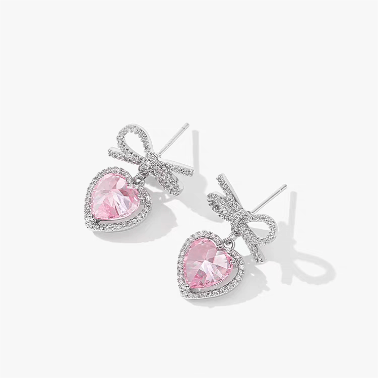 Swarovski Crystal Ribbon Heart Earrings - ArtGalleryZen