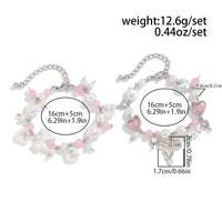 Thumbnail for Sweet 2pcs Bowknot Heart Charm Pearl Crystal Chain Bracelet Set - ArtGalleryZen