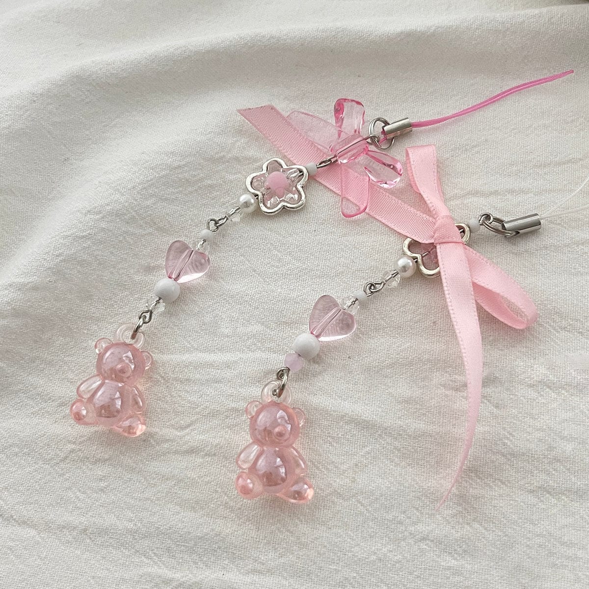 Sweet 2pcs Gummy Bears Bowknot Keychain Phone Strap Set - ArtGalleryZen