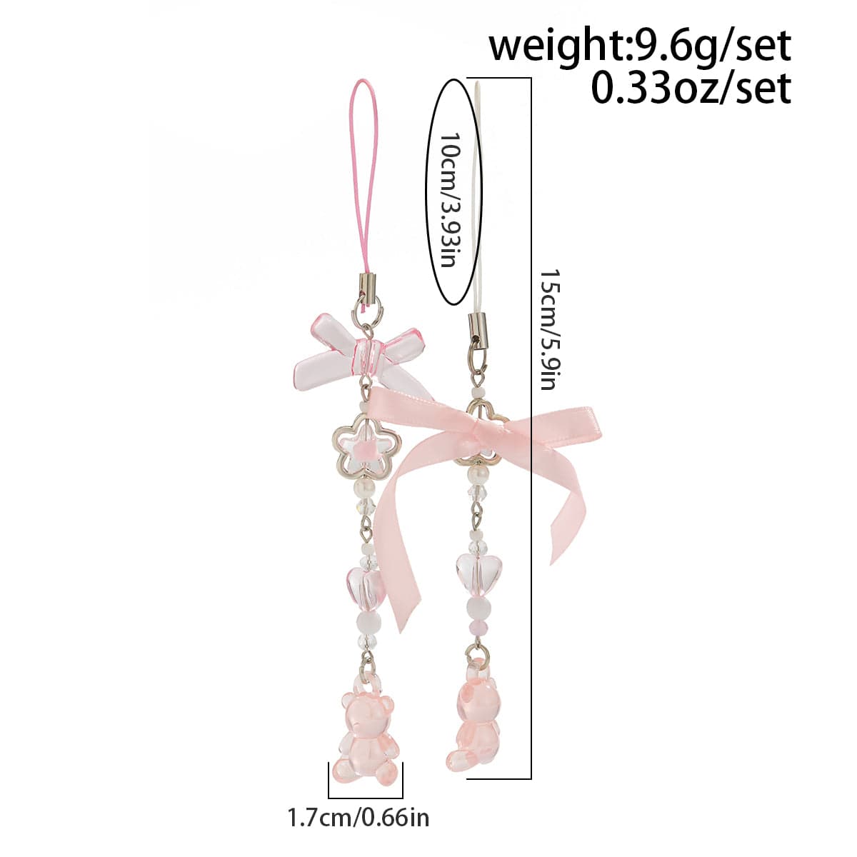 Sweet 2pcs Gummy Bears Bowknot Keychain Phone Strap Set - ArtGalleryZen