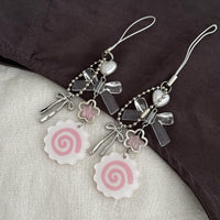 Thumbnail for Sweet 2pcs Narutomaki Bowknot Heart Keychain Phone Strap Set - ArtGalleryZen