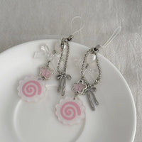 Thumbnail for Sweet 2pcs Narutomaki Bowknot Heart Keychain Phone Strap Set - ArtGalleryZen