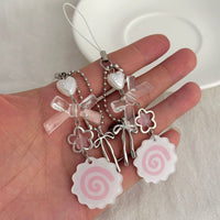Thumbnail for Sweet 2pcs Narutomaki Bowknot Heart Keychain Phone Strap Set - ArtGalleryZen