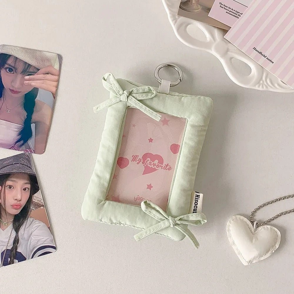 Sweet Bowknot Fabric Photocard Holder Keychain Kpop Card Display - ArtGalleryZen