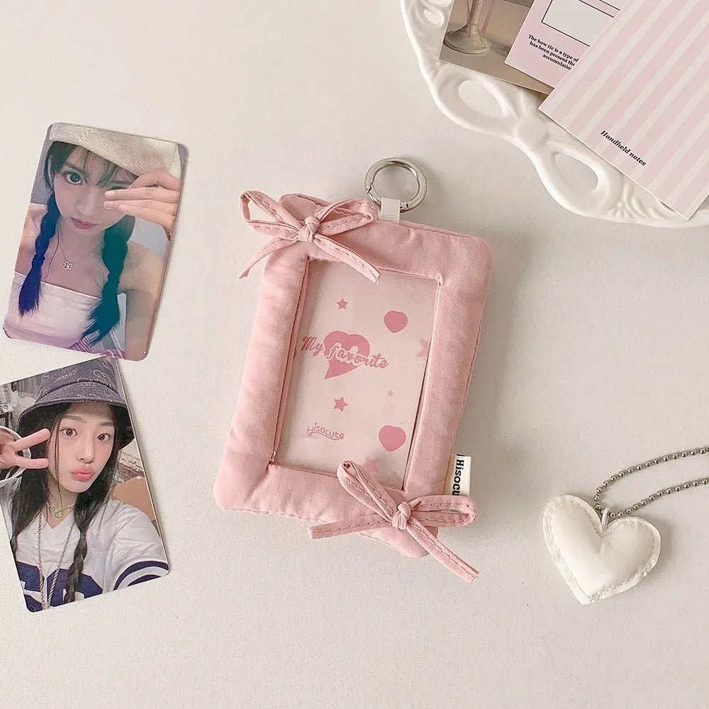 Sweet Bowknot Fabric Photocard Holder Keychain Kpop Card Display - ArtGalleryZen