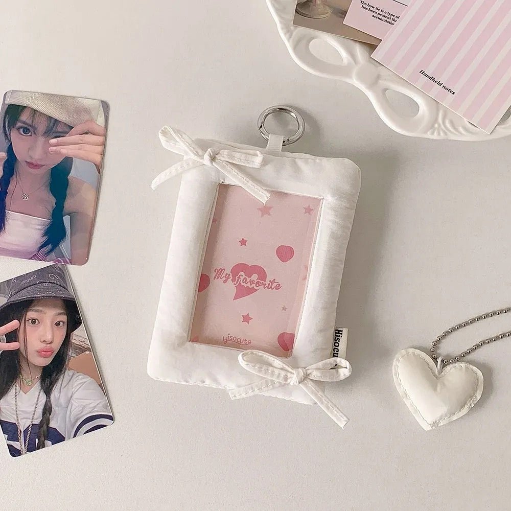 Sweet Bowknot Fabric Photocard Holder Keychain Kpop Card Display - ArtGalleryZen