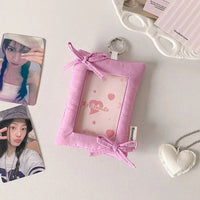 Thumbnail for Sweet Bowknot Fabric Photocard Holder Keychain Kpop Card Display - ArtGalleryZen