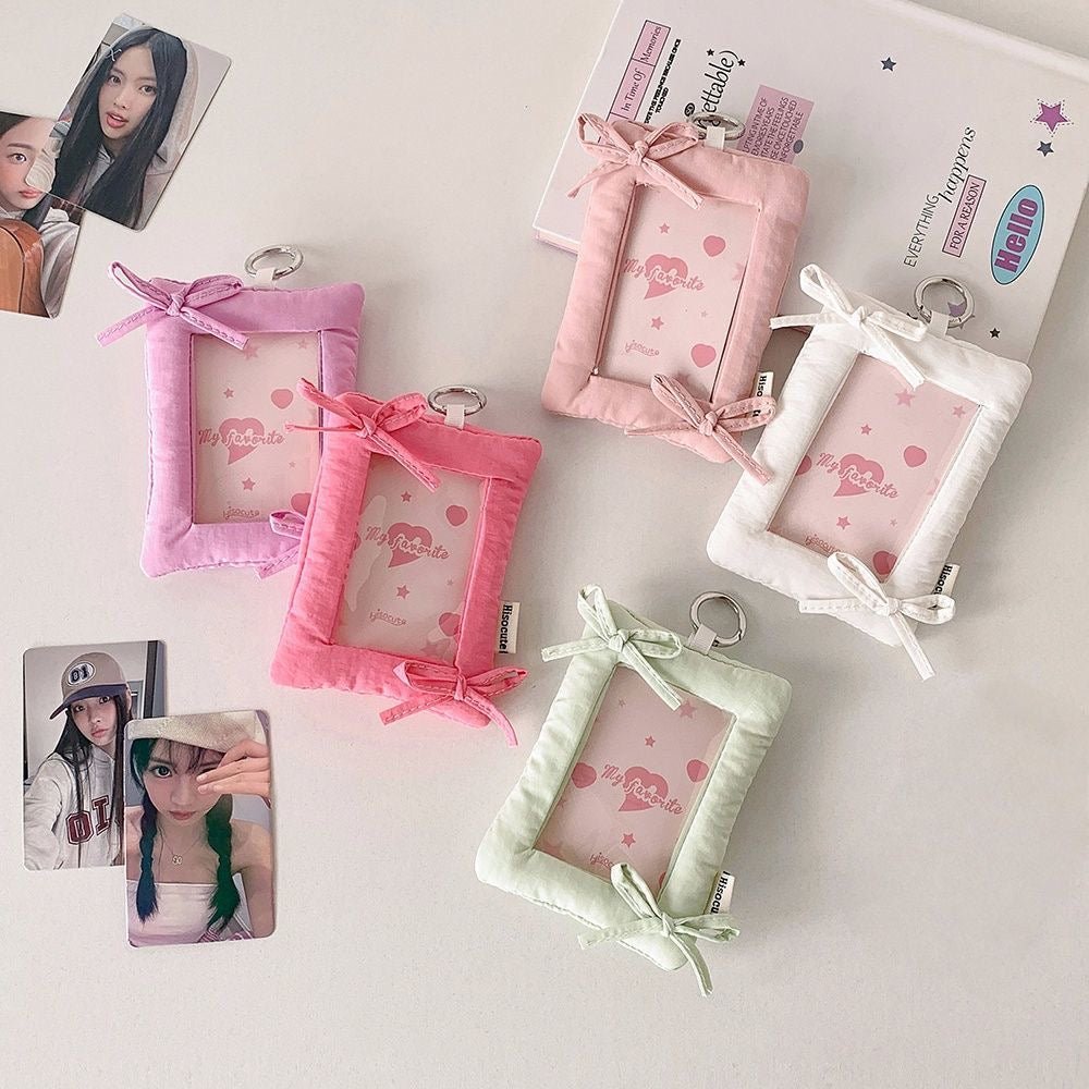 Sweet Bowknot Fabric Photocard Holder Keychain Kpop Card Display - ArtGalleryZen