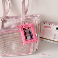 Thumbnail for Sweet Bowknot Fabric Photocard Holder Keychain Kpop Card Display - ArtGalleryZen