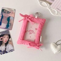 Thumbnail for Sweet Bowknot Fabric Photocard Holder Keychain Kpop Card Display - ArtGalleryZen