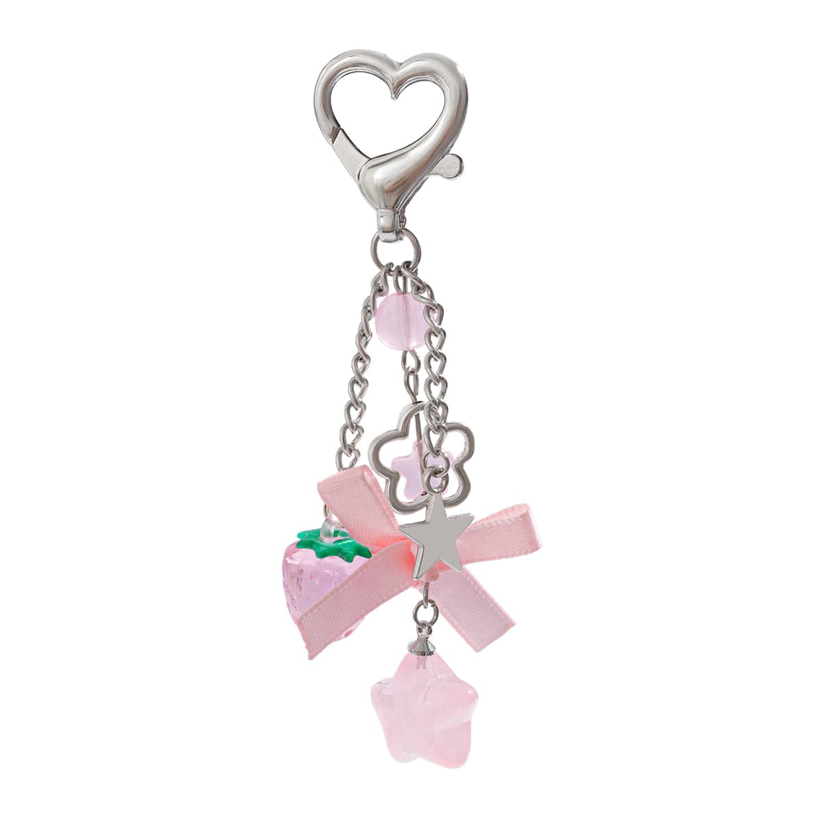 Sweet Bowknot Strawberry Star Charm Heart Keychain -ArtGalleryZen