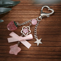 Thumbnail for Sweet Bowknot Strawberry Star Charm Heart Keychain -ArtGalleryZen