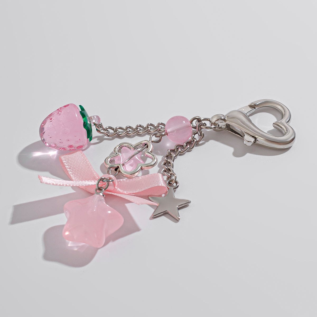 Sweet Bowknot Strawberry Star Charm Heart Keychain