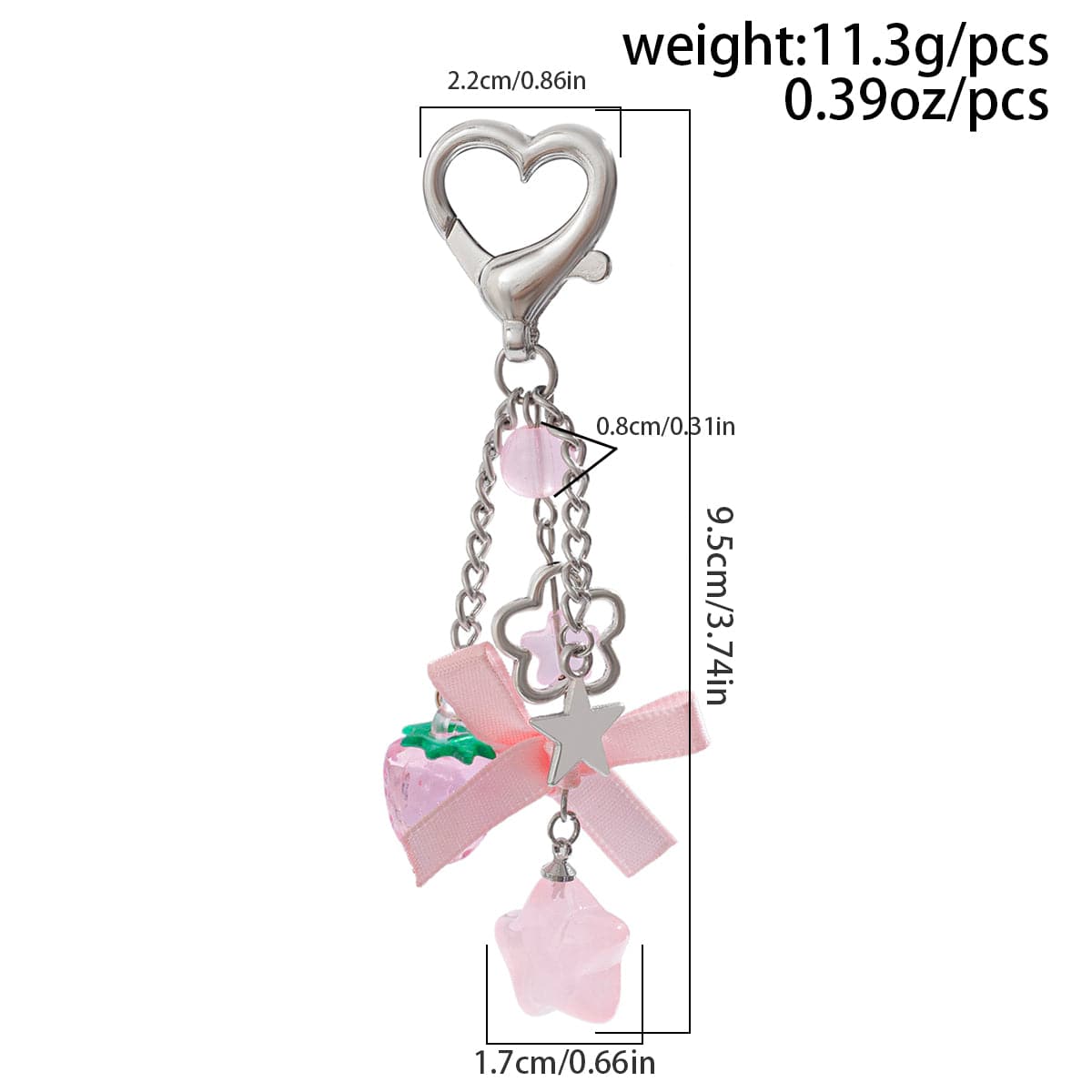 Sweet Bowknot Strawberry Star Charm Heart Keychain