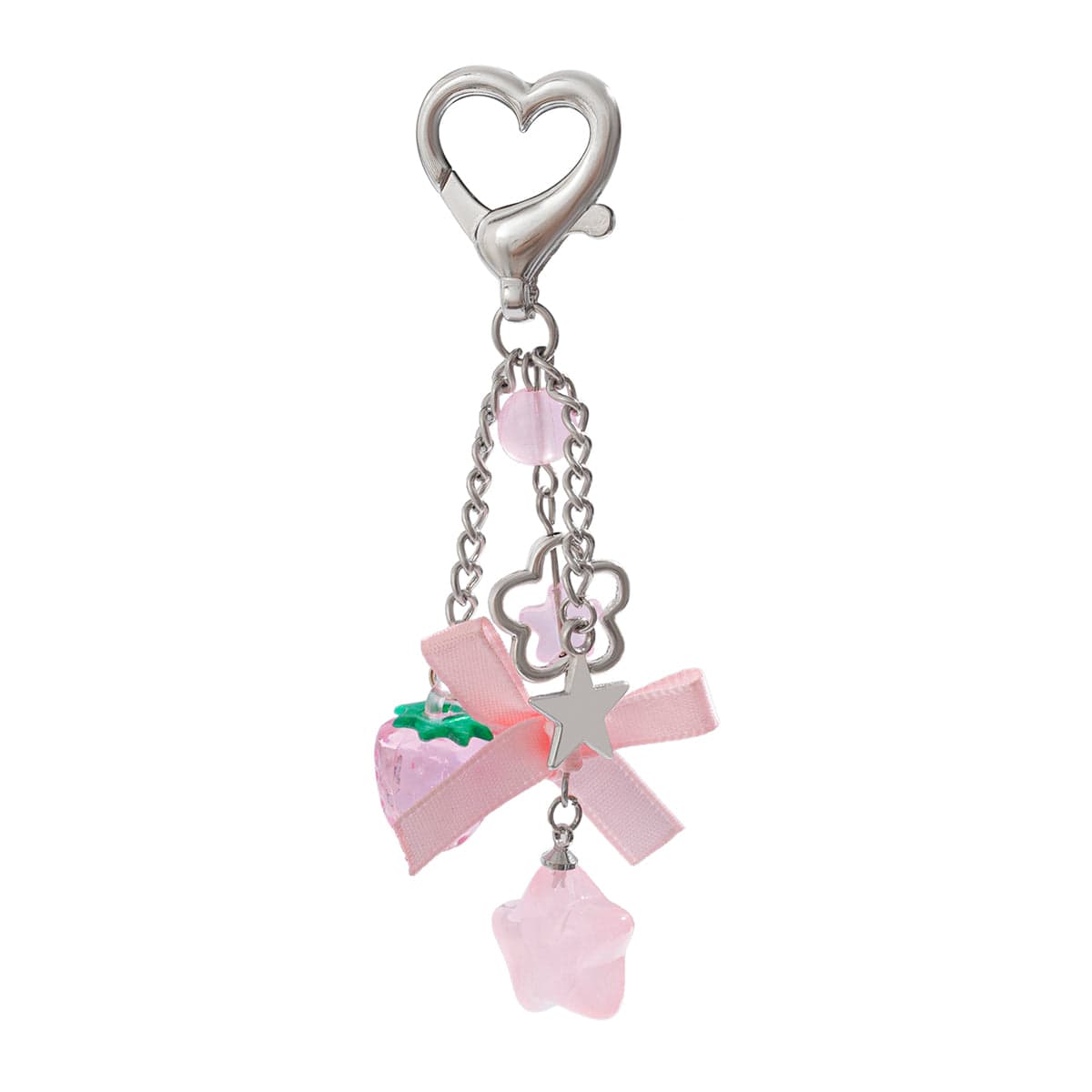 Sweet Bowknot Strawberry Star Charm Heart Keychain