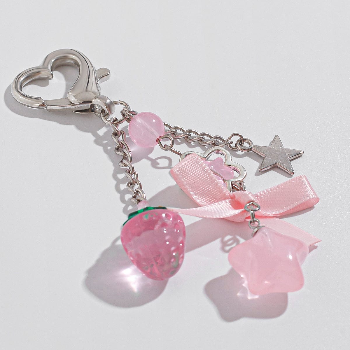 Sweet Bowknot Strawberry Star Charm Heart Keychain