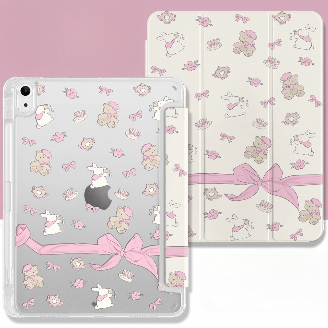 Sweet Bunny Bear Ribbon Bow iPad Case - ArtGalleryZen