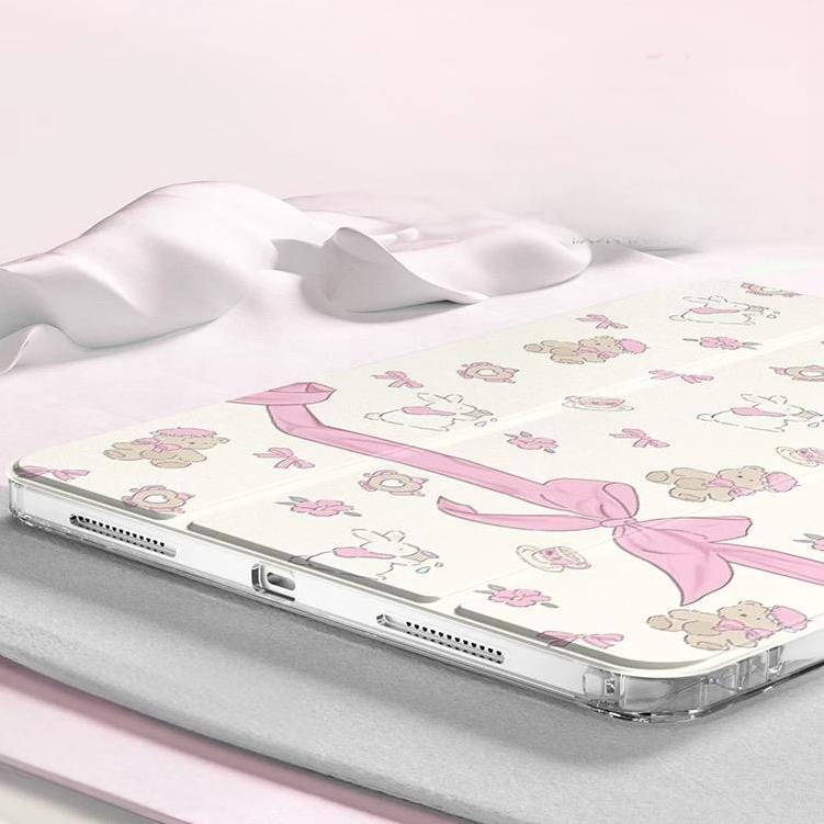 Sweet Bunny Bear Ribbon Bow iPad Case - ArtGalleryZen