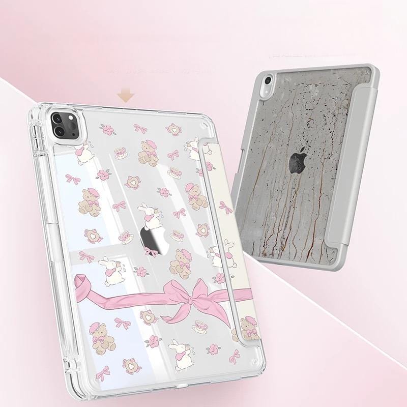 Sweet Bunny Bear Ribbon Bow iPad Case - ArtGalleryZen