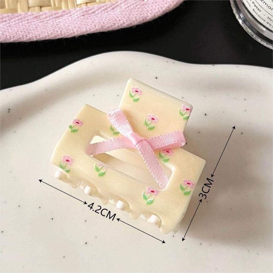 Sweet Butterfly Floral Ribbon Bowknot Hair Clip Hair Claw - ArtGalleryZen